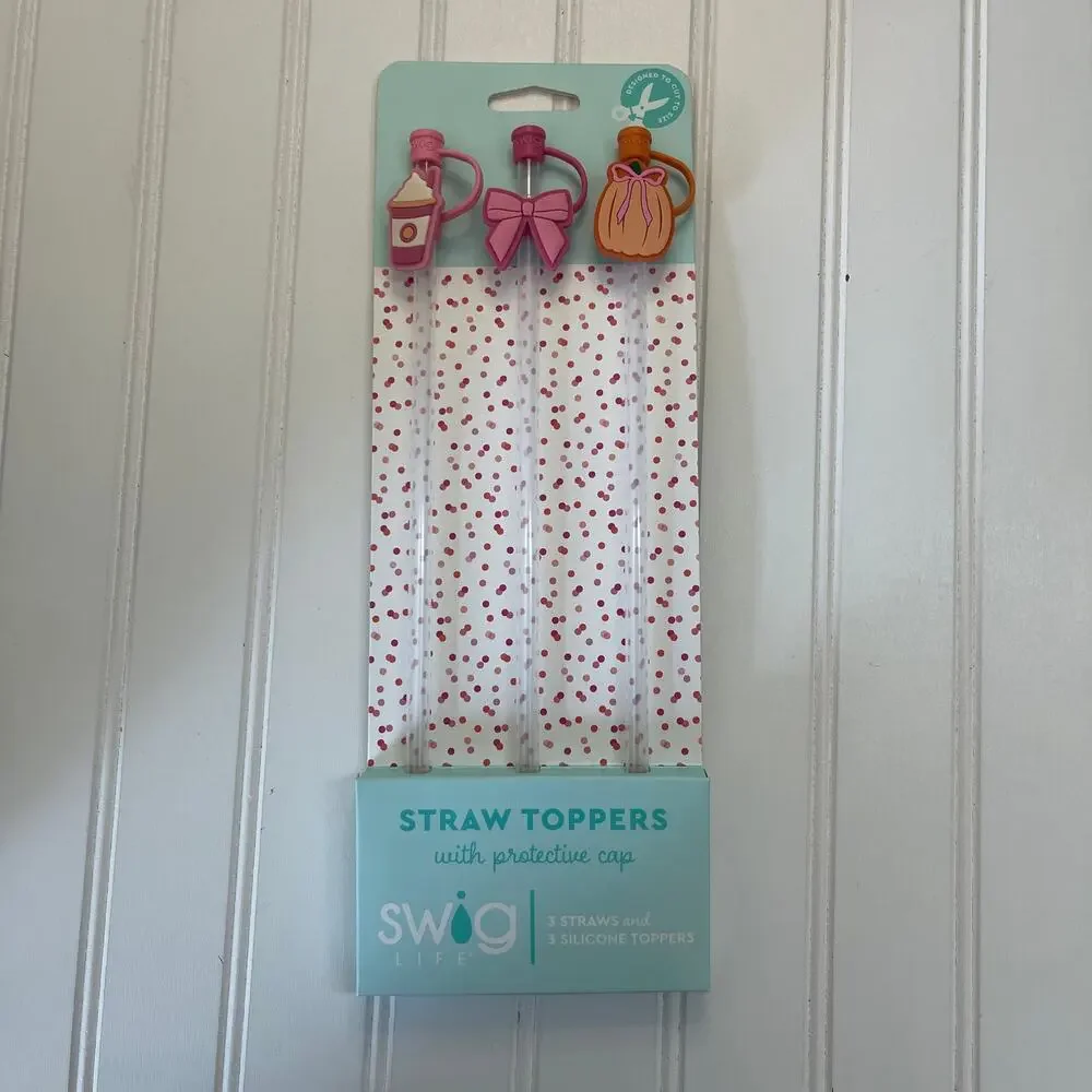 NWT Swig Life Straws Toppers Pumpkin‎ Bow PSL Fun Host Gift Cut to Size